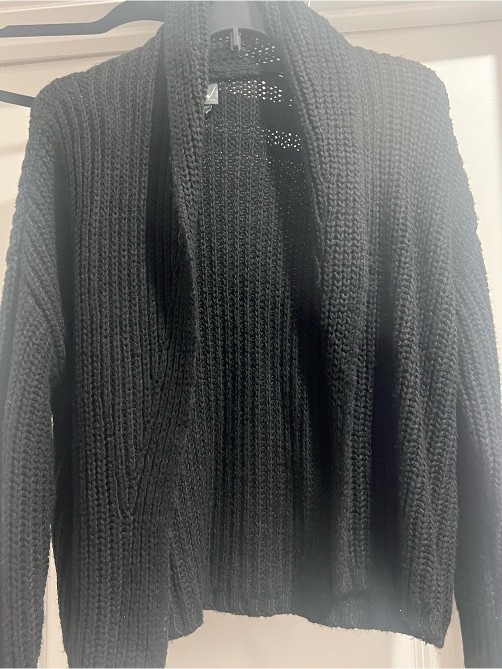 Chunky Black Knit Open Cardigan